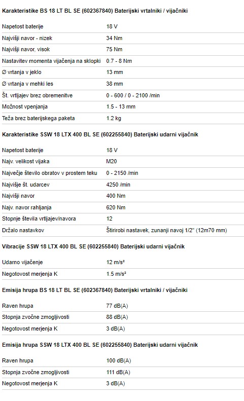 Combo Set 2.2.6 18 V BL SE BS 18LT+SSWLTX 400